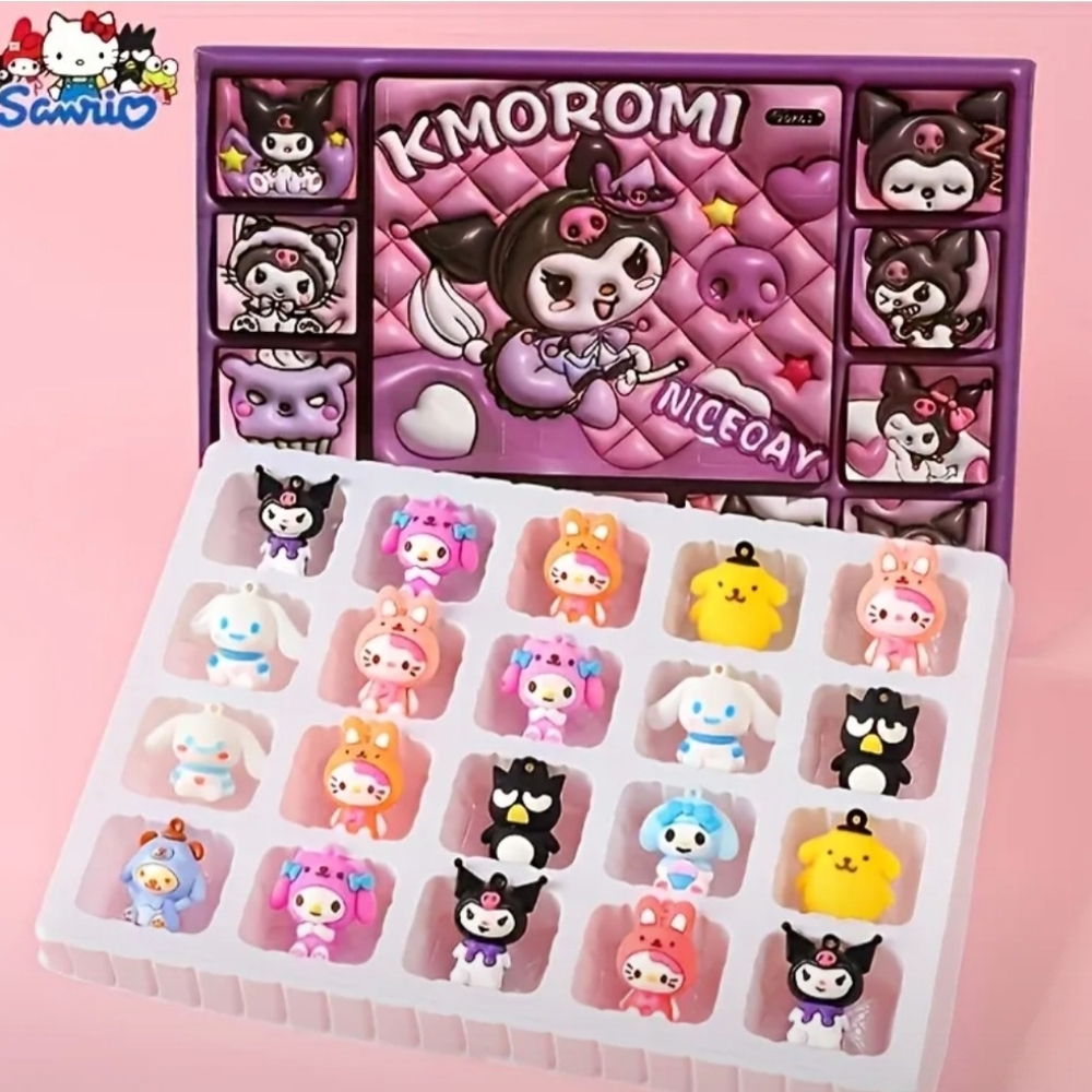Hello Kitty Kuromi Advent Calendar Mystery Box with Colorful Keychain Figurines